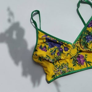 Cotton Bralette Top, Handmade underwear, Longline Bralette, Soft cup Bra, Pin Up Retro inspired lingerie