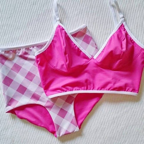 pink plaid swimsuit