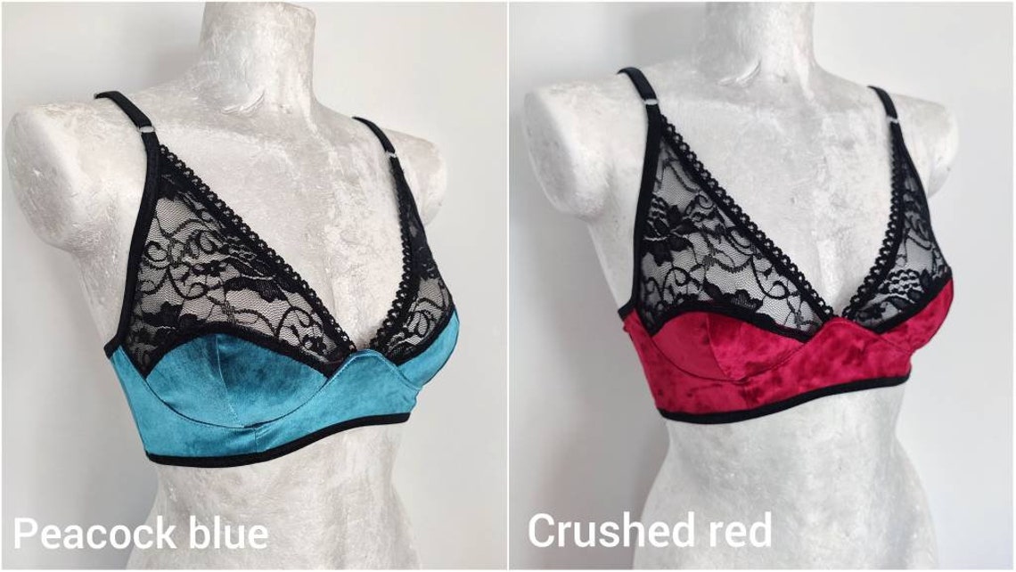Velvet longline Lace Bralette