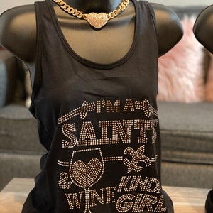 Saints “Wine Kinda Girl” Rhinestone Tee
