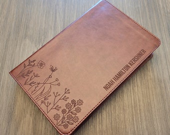 Personalized ESV Large Print Personal Size Bible | TruTone, Brown/Chestnut, Red Letter, Timeless Design - Custom Laser Engraving