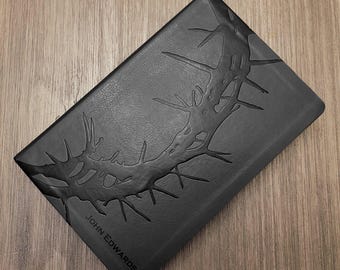 Personalized KJV Bible - Large Print, Crown of Thorns (Black), Red Letter - Custom Laser Engraving