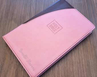 Personalized NIV Premium Gift Bible | Pink & Brown - Custom Laser Engraving