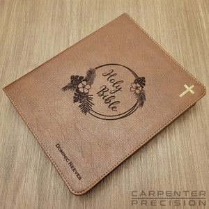 Personalized NIV Journal the Word Bible | Brown - Tropical Wreath Custom Laser Engraving