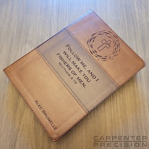 Personalized KJV Holman Study Bible | Saddle Brown - Fishers of Men - Custom Laser Engraving