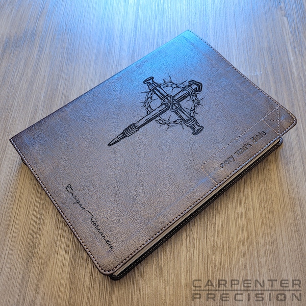 Personalized NIV Every Man's Bible | Large Print, Deluxe Explorer Edition (LeatherLike, Rustic Brown) - Custom Laser Engraving