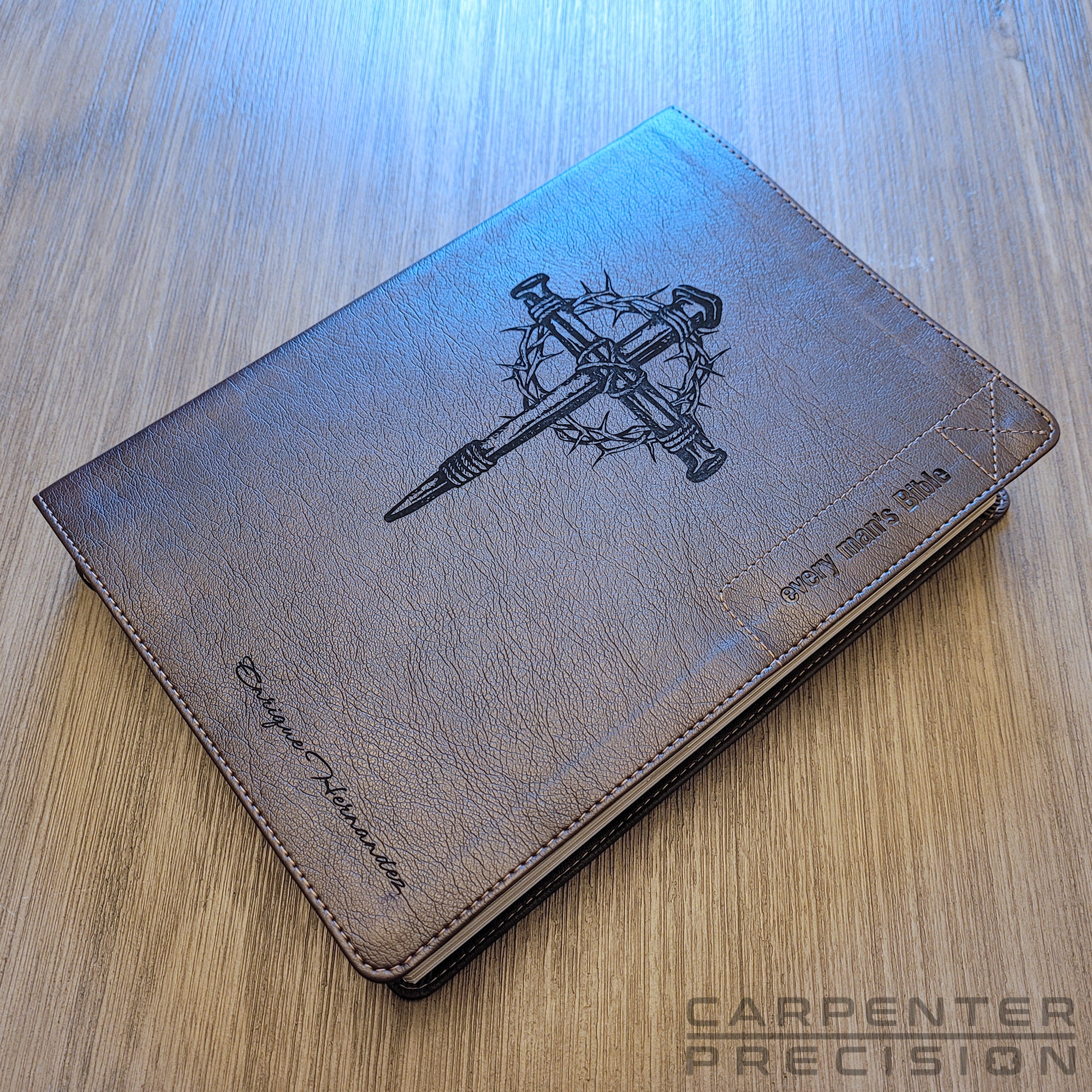 Personalized NIV Every Man's Bible | Large Print, Deluxe Explorer Edition (LeatherLike, Rustic Brown) - Custom Laser Engraving