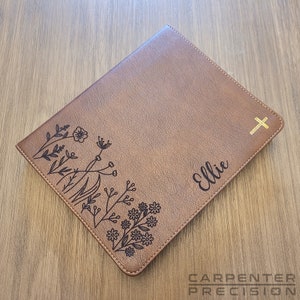 Personalized NIV Journal the Word Bible | Brown - Flowers Custom Laser Engraving