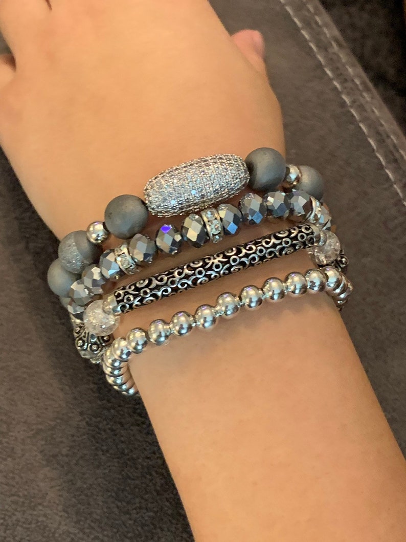 druzy bracelet stack