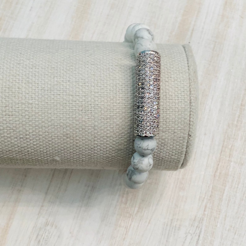 Howite and Pave Bar Bracelet Pave Bracelet Bead Bracelets For Women