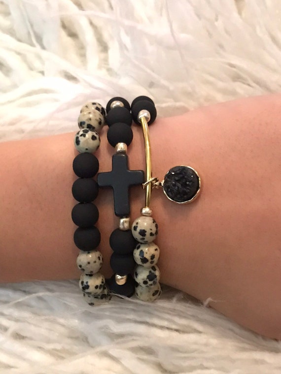 druzy bracelet stack