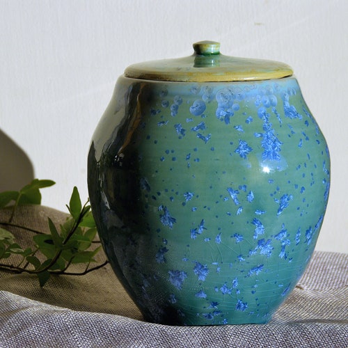 Crystalline Cremation Urn for human or pets Crystalline ceramics memorial urns human ashes keepsake urns unique ceramics one of a shops kind