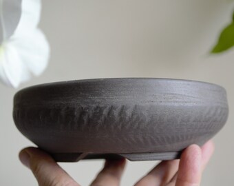 Black Ceramic Bonsai Pot,Pottery Handmade, stoneware OOAK, suculent, cactus ceramics plant pot, effect of a cracked earth, wabi sabi