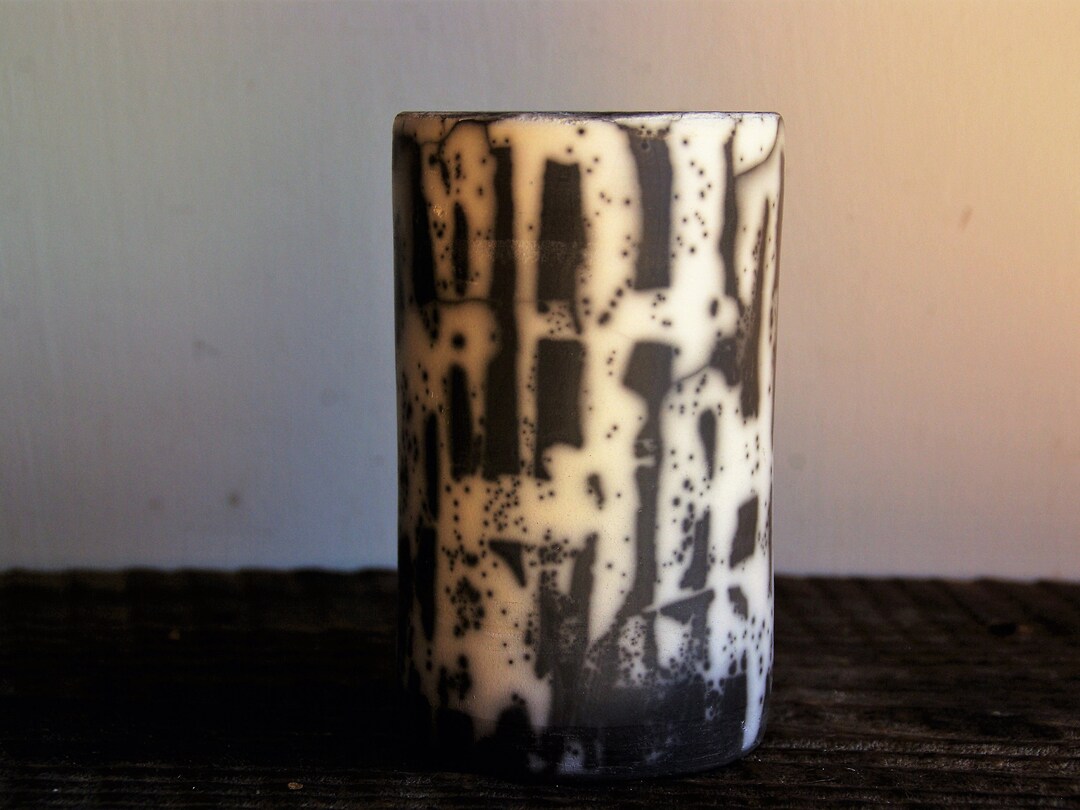 Naked Raku Ikebana Vase Raku Pottery Handmade Black and White Etsy