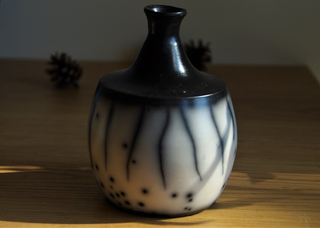 Naked Raku Ikebana Vase Raku Pottery Bottle Handmade Home Etsy