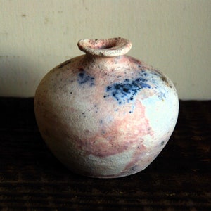 Raku Pottery Saggar ceramics without glaze Raku vase Small Ceramic Ikebana Vase for dry flowers Decorative OOAK Organic Earth Tones