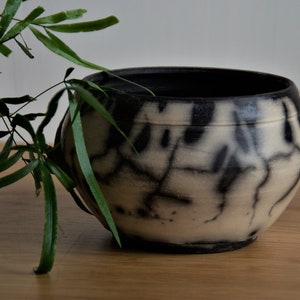 Naked Raku ceramics black&white Raku vase Small Ceramic Ikebana Vase Decorative Raku Pottery OOAK black and white crackle Christmas gift image 6