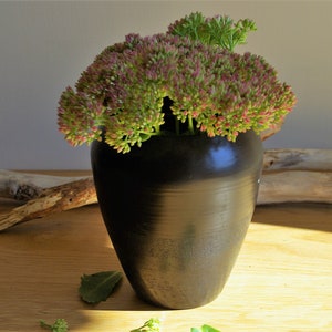 Black Raku ceramics, ikebana for dry flowers, home decoration ceramics vase was born in fire,  Minimalist Negra Decorative Pottery, OOAK