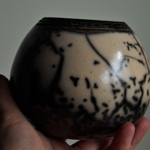 Naked Raku ceramics black&white Raku vase Small Ceramic Ikebana Vase Decorative Raku Pottery OOAK friend gift