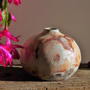 Raku Pottery Saggar ceramics without glaze Raku vase Small Ceramic Ikebana Vase for dry flowers Decorative OOAK Organic Earth Tones