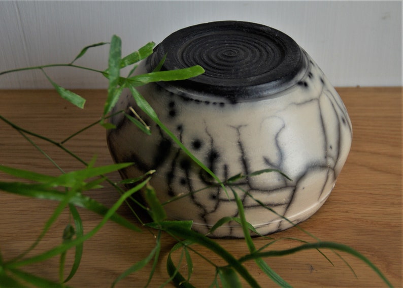 Naked Raku ceramics black&white Raku vase Small Ceramic Ikebana Vase Decorative Raku Pottery OOAK black and white crackle Christmas gift image 4