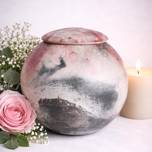 Raku urna för människor eller husdjur Raku keramik minnesurnor mänskliga urnor minnesurnor terra effekt OOAK ekologiska jordfärger