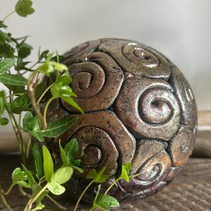 Round ceramic ball Raku openwork Turquoise hand-made gift, decrative sculpture  Decore ceramic,OOAK