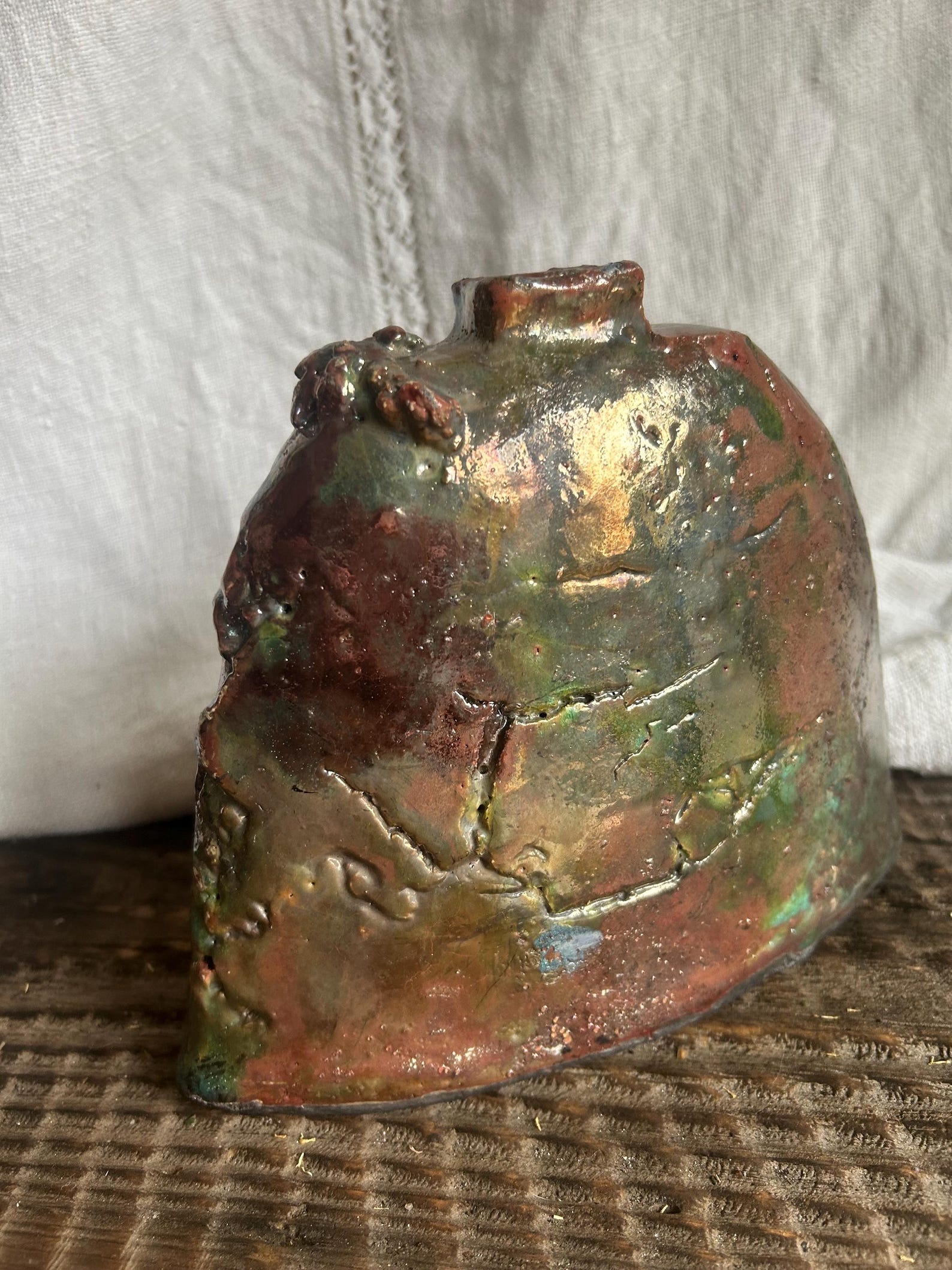 Raku Ceramics Turquoise&black Raku Pottery Vase Green Raku Ceramic ...