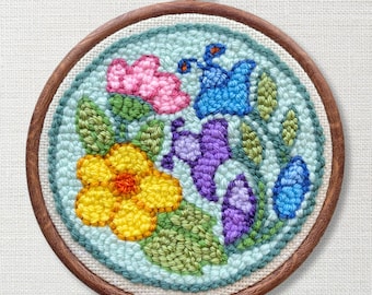 Flowers Punch Needle Kit, Mothers Day, Complete Kit, Ready to Punch