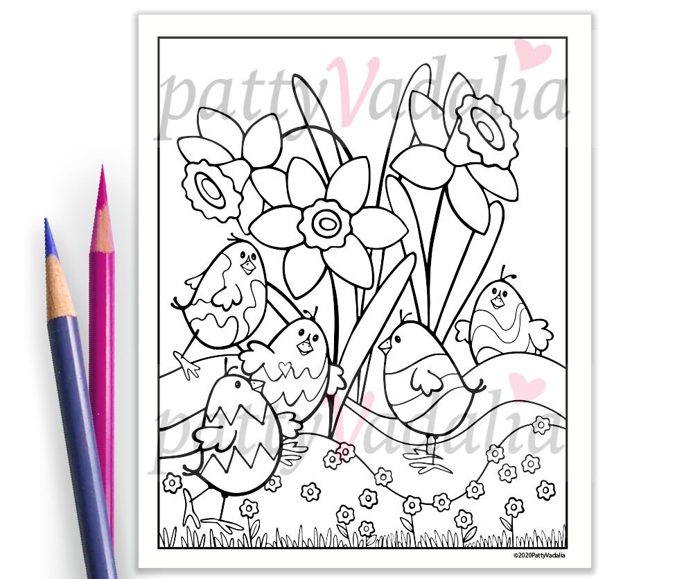 Kids Springtime Coloring Page PDF Instant Download | Etsy