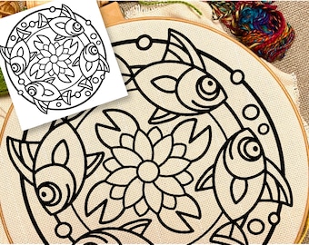 Fish Pattern, Instant Download, Punch Needle, Rug Hooking Pattern, Applique, Embroidery, Woodworking, DIGITAL Download, PDF