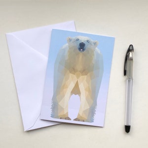 Cute polar bear note card. Geometric bear cute Animal card. Bear note card. Geometric greeting card