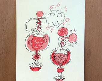 Aquatic perfumery | A4 high quality print | Original illustration