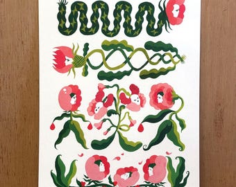 Flower people | A4 high quality print | Original illustration