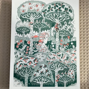 Forest I | High quality 2 colour A4 Riso Print | Original illustration