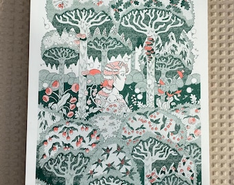 Forest I | High quality 2 colour A4 Riso Print | Original illustration