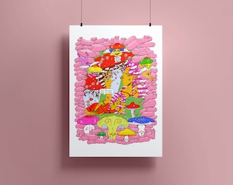 My Mycelial Valentine poster | High quality digital print | Original botanical illustration