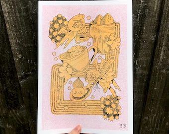 Coffee Angels | High quality A4 Riso Print | Original illustration