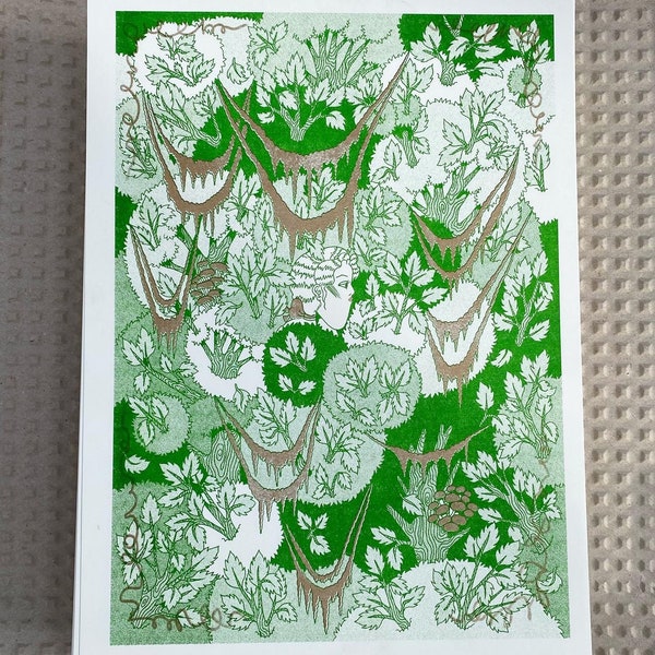 Forest III | High quality 2 colour A4 Riso Print | Original illustration