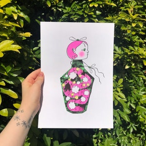 Potion | High Quality A4 Risograph Print | Original illustration | Vivid fluorescent colours