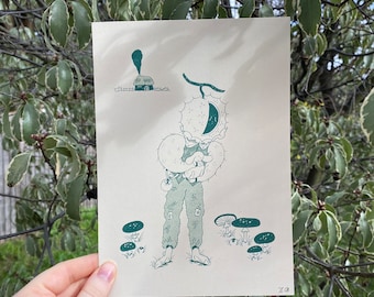 Conker Boy Standing | High quality A5 print | Original illustration