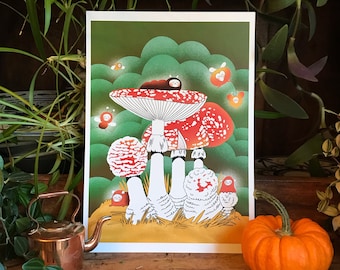 Fly Agaric Fungus | A4 high quality print | Original illustration | Mushroom artwork | Botanical poster