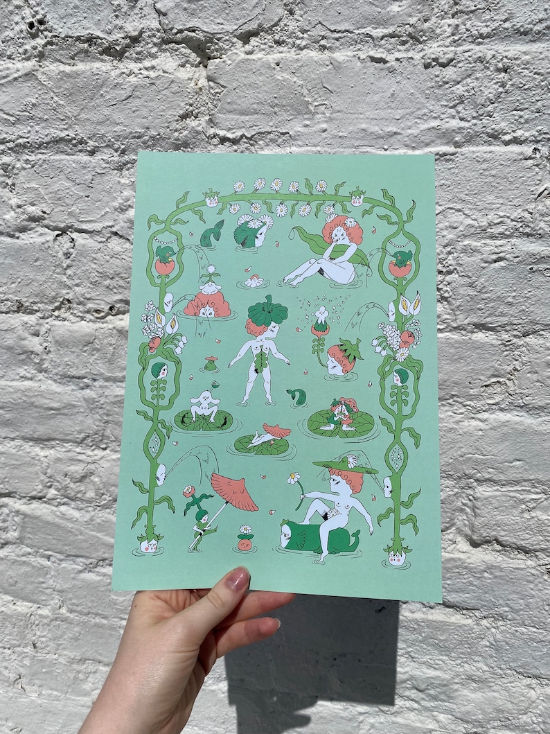Meadow pool | A4 high quality print | Original illustration image 1
