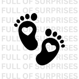 Baby Feet with hearts Clipart SVG PNG