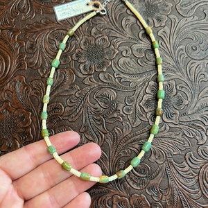 Dainty Genuine American Turquoise choker necklace with natural shell spacers beads. Sundance style necklace .