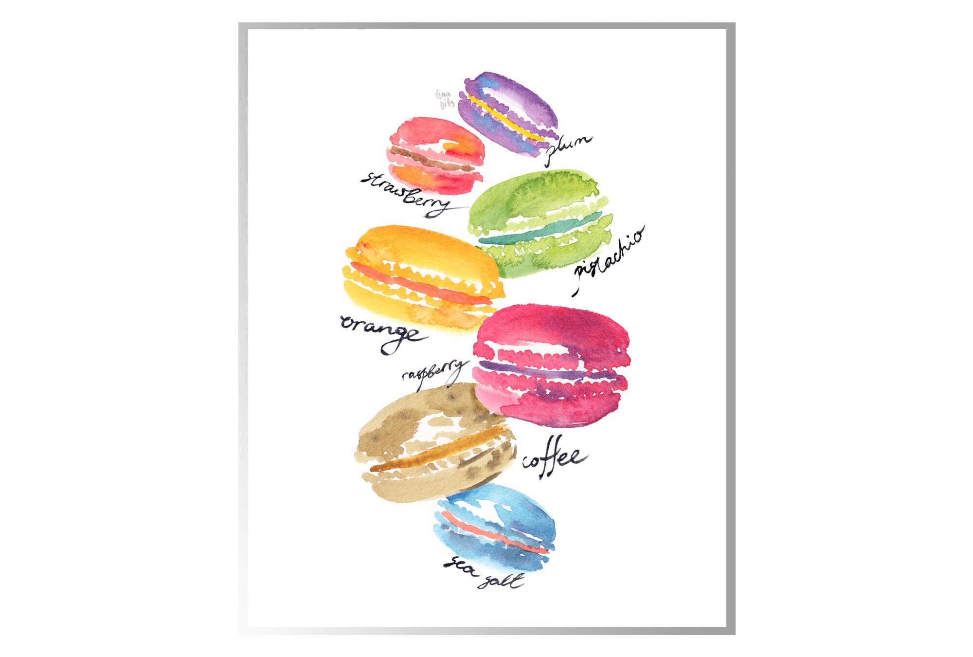 French Macaroon Poster Printable Watercolor Art Macaron - Etsy