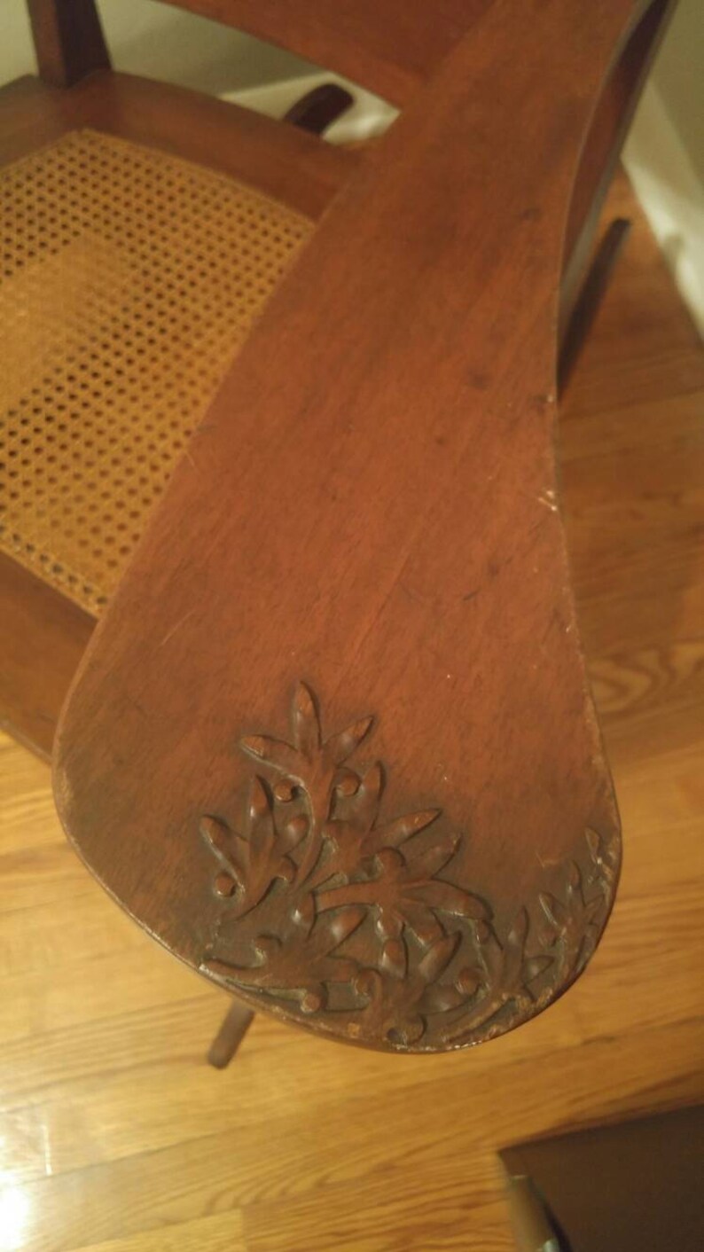 Large Antique Quaker Wood Porch/fireside Carved Rocking Chair Etsy