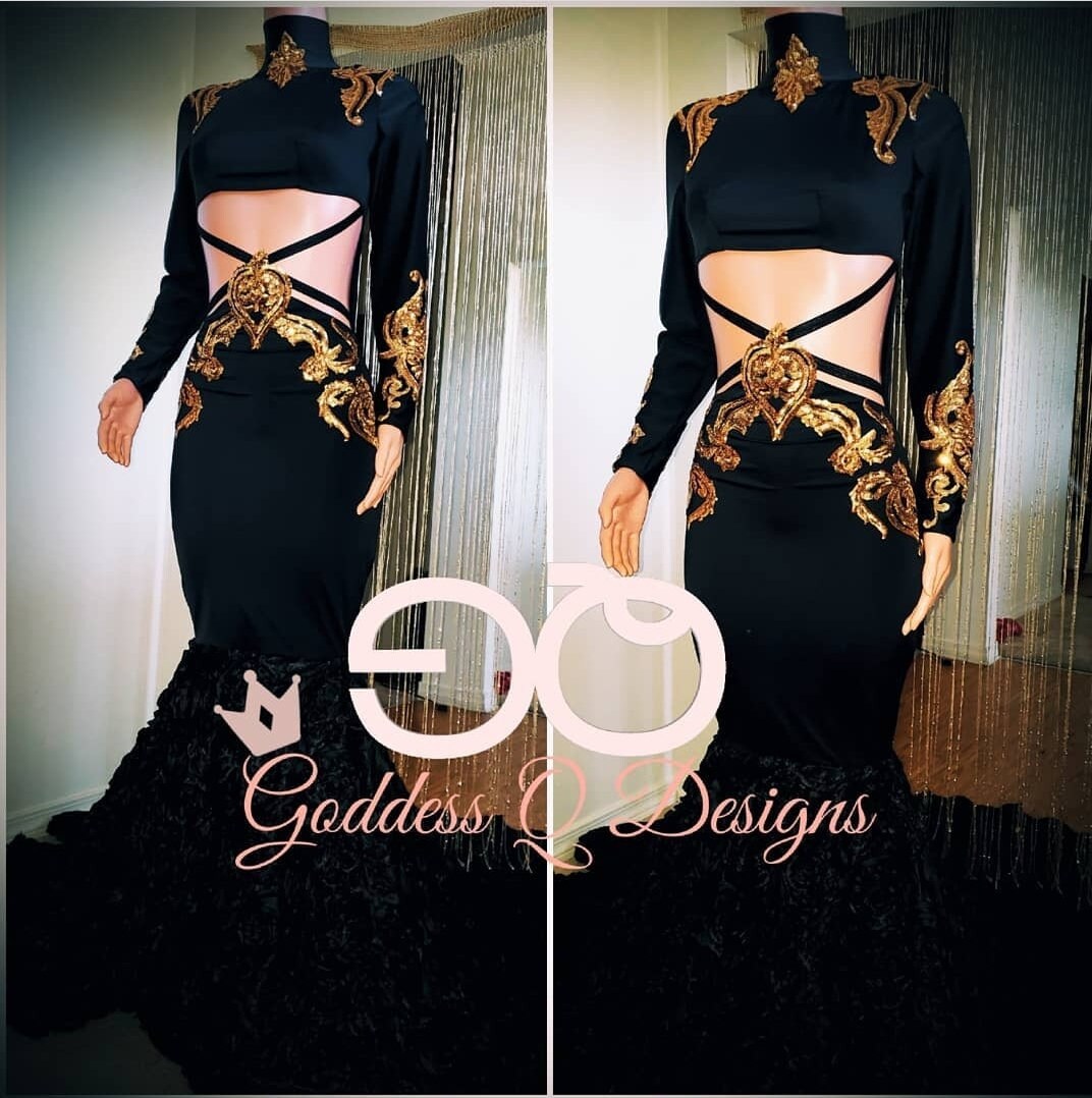 Black and Gold Dress - Etsy