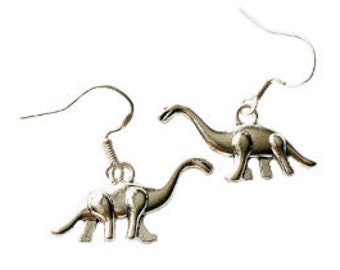 brontosaurus earrings, brachiosaurus, long neck dinosaur earrings, dinosaur earrings silver, dino earrings dangle, dinosaur jewellery,