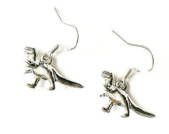 t rex earrings, t rex jewellery, t rex gifts, dinosaur earrings, dinosaur earrings silver, dino earring dangle, dinosaur jewellery, dinosaur